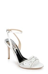 Badgley Mischka Women's Tazana Embellished Lace High Heel Sandals In White Satin