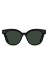 Raen Nikol 52mm Polarized Round Sunglasses In Crystal Black / Green Polar