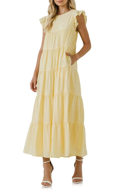 English Factory Tiered Maxi Dress In Yellow