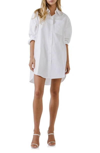 English Factory Classic Collar Shirtdress In White