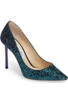 Jimmy Choo 'romy' Pointy Toe Pump In Peacock/ Navy