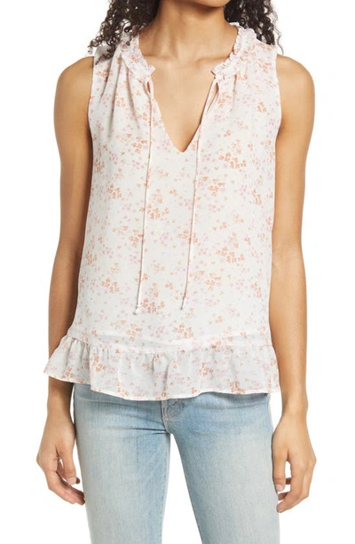 Gibsonlook Floral Ruffle Blouse In Ivory/ Blush Floral
