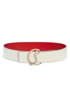 Christian Louboutin Cl Logo Calf Leather Belt In Bianco Gold