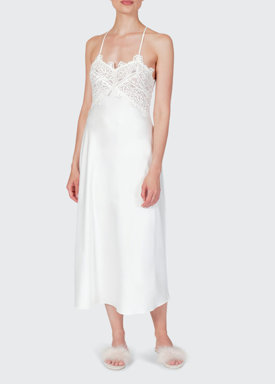 Rya Collection Rosey Lace-front Sheer-racerback Nightgown In Ivory