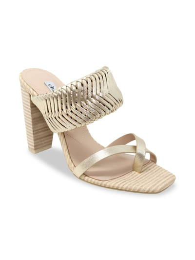 Charles David Horation Metallic Leather Block Heel Sandal In Light Gold