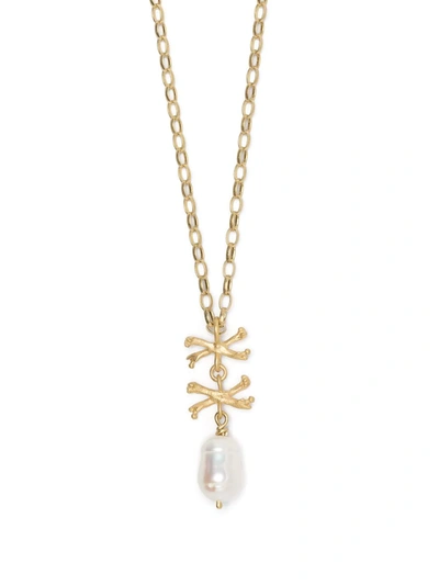 Claire English Rum Bullion Pearl-pendant Necklace In Gold