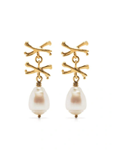 Claire English Rumbullion Pearl-drop Earrings In Gold