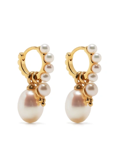 Dower & Hall Timeless Pearl Hoops Set In Silber