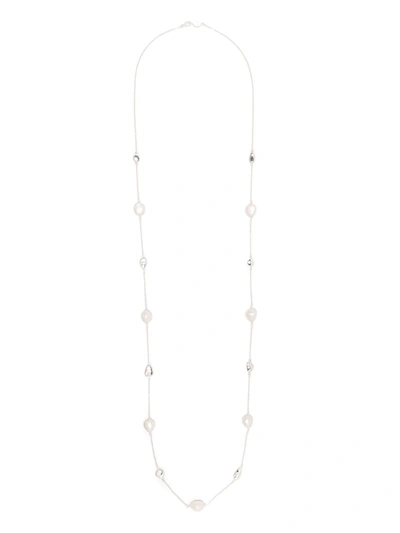 Dower & Hall Silver Pebble Baroque Long Necklace In Silber