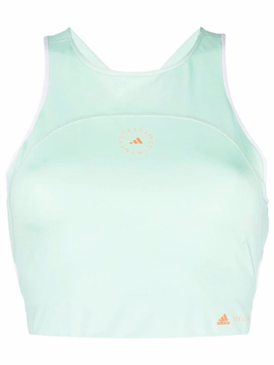 Adidas By Stella Mccartney True Pace Performance Crop Top In Green