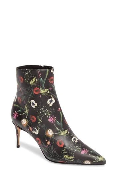 Schutz Bette Floral Bootie In Black Nappa Leather ModeSens