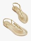 Kate Spade Primrose Butterflies T-strap Flat Sandals In Pale Gold