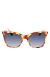 Victoria Beckham Guilloché 56mm Gradient Rectangular Sunglasses In Amber Tortoise