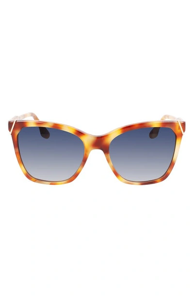 Victoria Beckham Guilloché 56mm Gradient Rectangular Sunglasses In Amber Tortoise