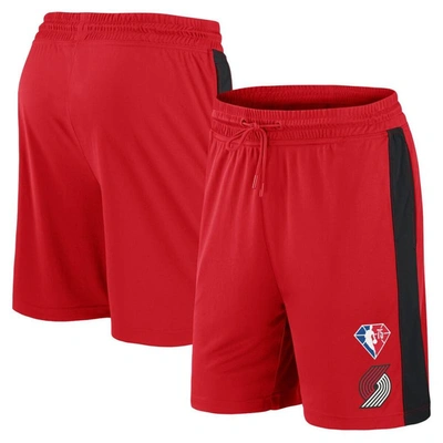 Fanatics Branded Red Portland Trail Blazers 75th Anniversary Downtown Performance Practice Shorts