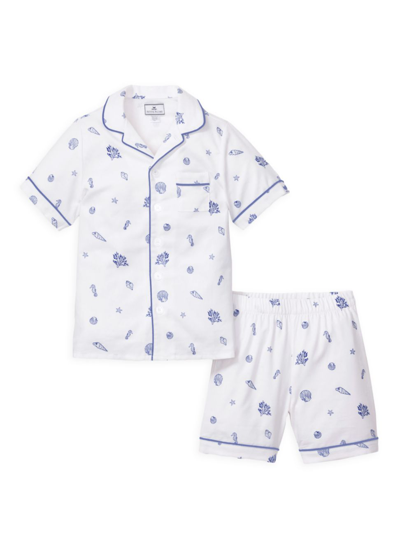 Petite Plume Unisex Suffolk Seashells Classic Pajama Shorts Set - Baby, Little Kid, Big Kid In White