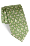 Ferragamo Elephant & Horse Silk Tie In Green