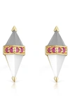 Sorellina Pietra Semiprecious Stone Stud Earrings In Gold/ Silver/ Pink