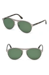 Tom Ford Bradburry 56mm Sunglasses In Shiny Light Ruthenium / Green