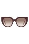 Prada 52mm Cat Eye Sunglasses In Garnet/ Clear Gradient Brown