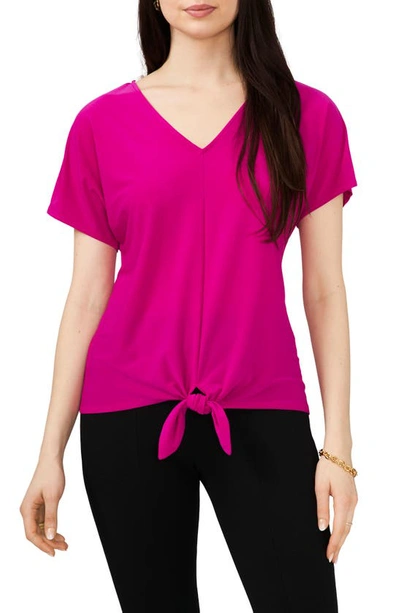 Chaus V-neck Tie Front Top In Berry Pink