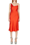 Stella Mccartney Asymmetric Draped Satin-crepe Midi Dress In Red