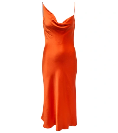 Stella Mccartney Asymmetric Draped Satin-crepe Midi Dress In Red