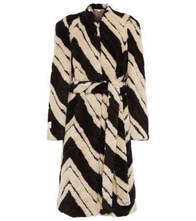 Stella Mccartney Frank Stella V Series Inspired Printed Fur Free Coat In Multicolor Brown