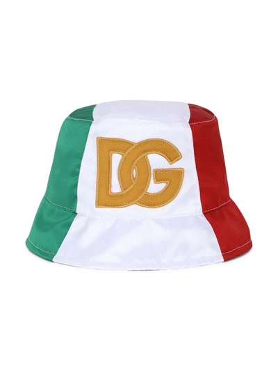 Dolce & Gabbana Babies' Italia Colour-block Bucket Hat In Green