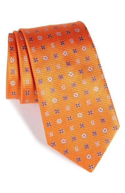 Brioni Medallion Silk Tie In Orange