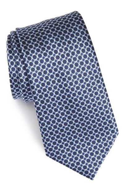 Ermenegildo Zegna Geometric Silk Tie In Blue