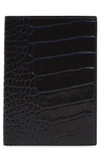Smythson Mara Croc Embossed Leather Passport Case In Navy