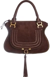 Chloé 'medium Marcie' Suede Satchel In Carbon Brown