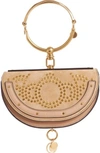 Chloé Small Nile Studded Suede & Leather Convertible Bag In Nr24l Blush Nude