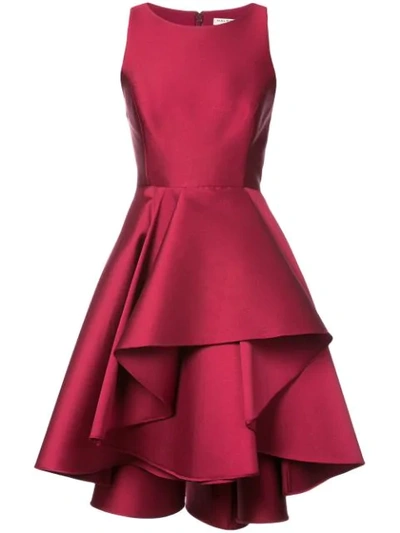 Halston Heritage Sleeveless Colorblock Fit-and-flare Cocktail Dress In Crimson