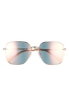 Chiara Ferragni 57mm Square Metal Sunglasses In Gold Pea/ Rose Gold