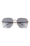 Chiara Ferragni 57mm Square Metal Sunglasses In Gold Crystal/ Silver Grey