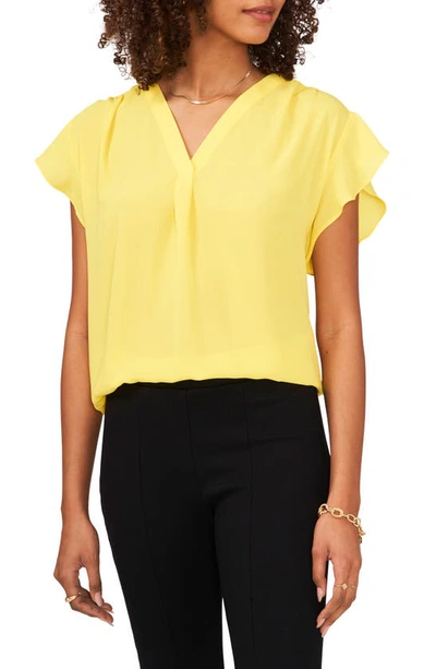 Chaus Print Flutter Sleeve Blouse In Orange Sun ModeSens