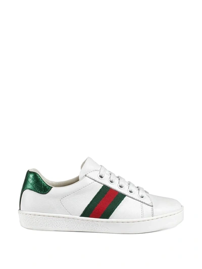 Gucci Kids' New Ace Logo-stripe Leather Trainers 1-4 Years In White |  ModeSens