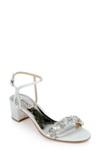Badgley Mischka Tanessa Satin Ankle-strap Sandals In Soft Blue Radiance