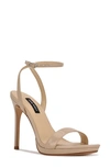 Nine West Loola Ankle Strap Sandal In Light Natural Patent