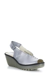 Fly London Yeay Peep Toe Sandal In 000 Grey/ Black Lamar