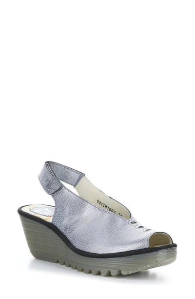 Shop Fly London Yeay Peep Toe Sandal In 000 Grey/ Black Lamar