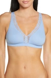 Hanro Lace Trim Bralette In Blue Moon