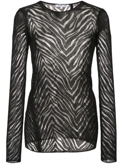 Helmut Lang Zebra-mesh Pullover Top In Black