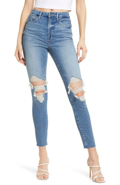 Good American Good Waist Skinny High-rise Recycled Cotton-blend Denim Jeans In Indigo144