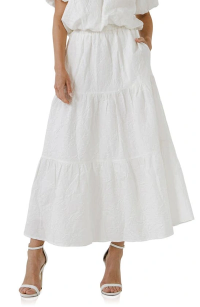 Endless Rose Floral Cotton Midi Skirt In White