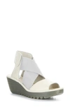 Fly London Yuba Platform Wedge Sandal In Off White Mousse