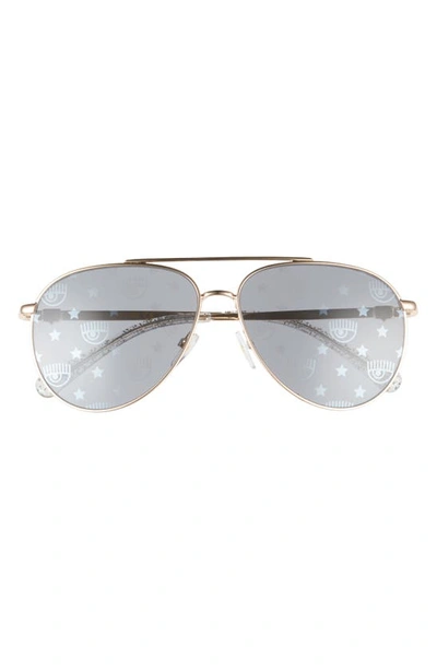 Chiara Ferragni Glam Eye 59mm Aviator Sunglasses In Gold