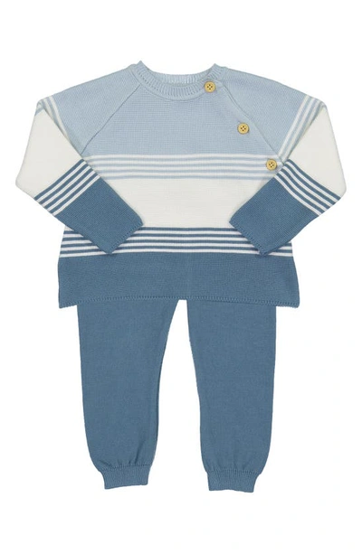 Feltman Brothers Babies' Colorblock Sweater & Pants Set In French Blue